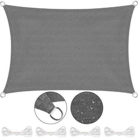 Voile d\'ombrage - Protection solaire - 3x4 m - Gris - Graphite