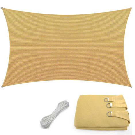 Voile d'ombrage, Protection soleil/vent – ​​Store en tissu PEHD – Voile d'ombrage d'extérieur 2 x 3 m, Auvent anti-UV Pour jardin et piscine