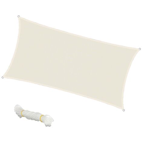 Voile d'ombrage protection UV solaire toile tendue parasol rectangle 2x4m crème