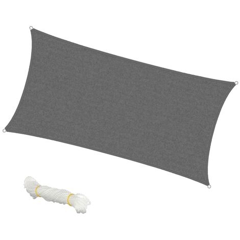 Voile d'ombrage protection UV solaire toile tendue parasol rectangle 2x4m gris