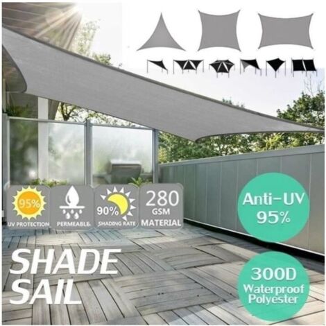 Voile d\'Ombrage Rectangle NEUFU - 2x5m Gris - Imperméable et Anti-UV en Polyester 420D Oxford