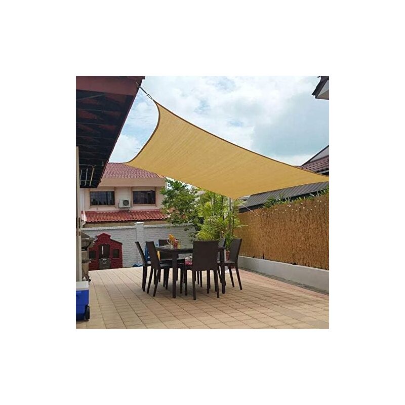 Voile d'ombrage rectangulaire 10' x 20' en tissu pour patio, idéal pour les auvents de jardin, de terrasse et de piscine en couleur sable