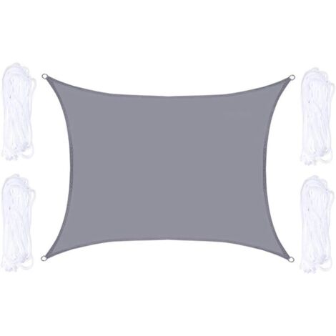 Voile d'ombrage rectangulaire 2 x 3 m, protection solaire, coupe-vent, protection UV, résistance à la déchirure, kit de montage pour camping, terrasse, balcon, jardin, extérieur (4 x 6 m, D)
