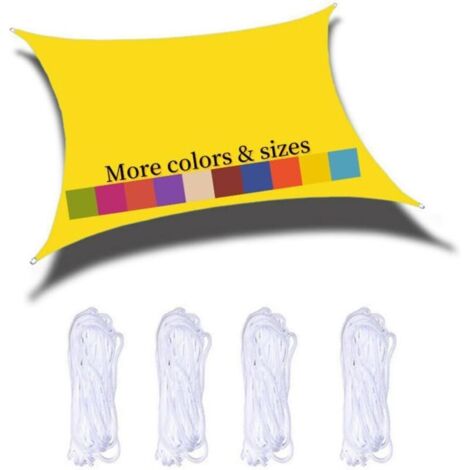 Voile D'ombrage Rectangulaire 2.5x2.5m Imperméable PES Toile Ombrage 98％ UV Protection pour Jardin Terrasse Balcon Piscine Fête Extérieur, Jaune Fluorescent