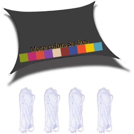 Voile D'ombrage Rectangulaire 2.5x2.5m Imperméable PES Toile Ombrage 98％ UV Protection pour Jardin Terrasse Balcon Piscine Fête Extérieur, Noir