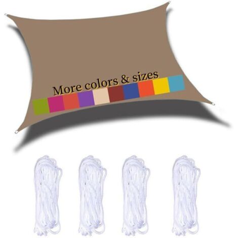 Voile D'ombrage Rectangulaire 2x1.8m Imperméable PES Toile Ombrage 98％ UV Protection pour Jardin Terrasse Balcon Piscine Fête Extérieur, Brun