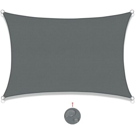 Voile d'ombrage Rectangulaire 2x2.5m Imperméable Toile Ombrage UV Protection pour Patio Jardin, Terrasse,Extérieur, Balcon, Gris