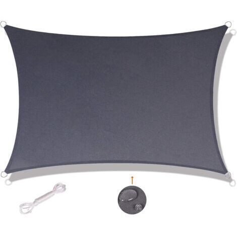 Voile d'ombrage rectangulaire 2x2m étanche et résistante aux UV, convient pour balcon terrasse de jardin, gris