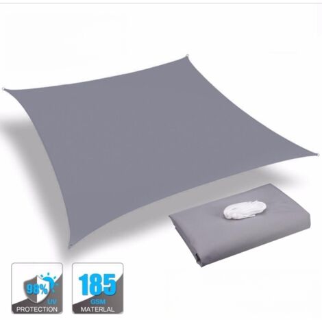 Voile d'ombrage rectangulaire 2x3m à quatre coins grise pour balcon, patio et ombrage extérieur