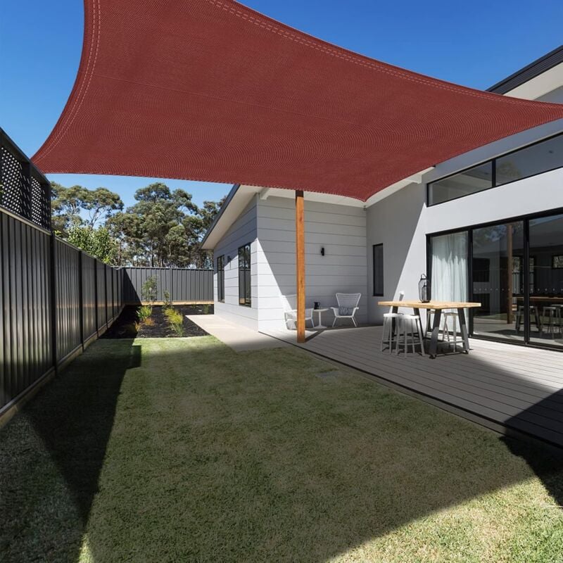 Voile d'ombrage Rectangulaire 2x3m Rouge Brique, Auvent Imperméable UV Protection pour Jardin Terrasse Extérieur Patio Piscine avec Corde Libre