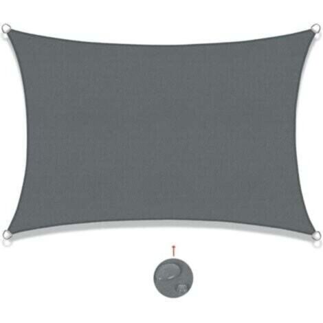 Voile d'ombrage Rectangulaire 2x4m Imperméable Toile Ombrage UV Protection pour Patio Jardin, Terrasse,Extérieur, Balcon, Gris