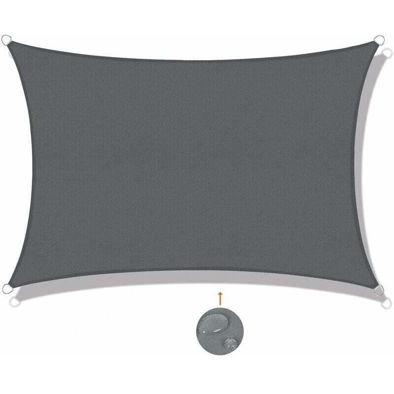 Voile d'ombrage Rectangulaire 2x4m Imperméable Toile Ombrage UV Protection pour Patio Jardin, Terrasse,Extérieur, Balcon,Gris Anthracite