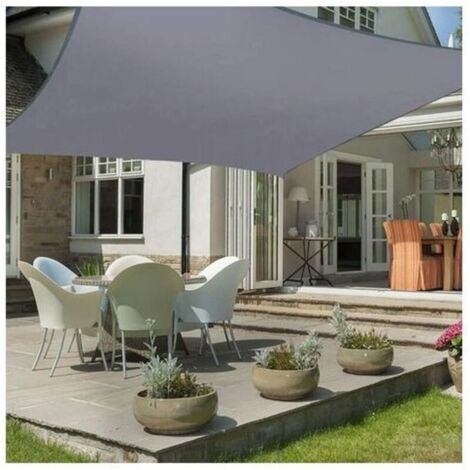 Voile d'Ombrage Rectangulaire 2x5m Toile d Ombrage Voile de Soleil Imperméable Respirant Protection des Rayons UV pour Camping Terrasse Jardin Balcon Extérieur Piscine，gris