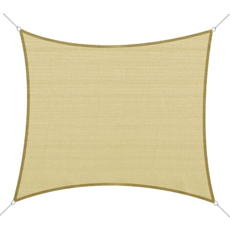 Voile d'ombrage rectangulaire 3 x 4 m polyéthylène haute densité résistant aux UV coloris sable