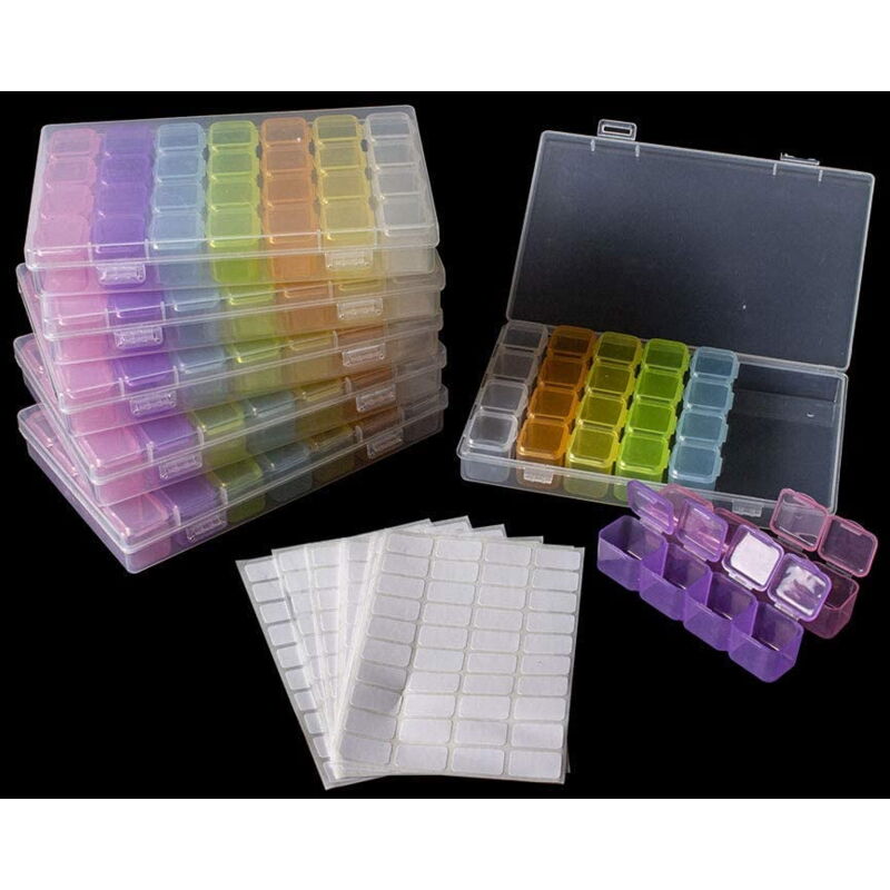 KZQ - 6 Pack 28 Grilles Diamant Peinture Boîte De Rangement 5D Diamant Peinture Accessoires Boîte De Rangement pour Broderie Diamant, Diamants à