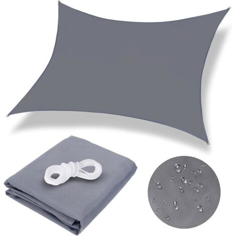 Voile d'ombrage rectangulaire 3x3m imperméable, protection UV et coupe-vent respirant pour pergola.