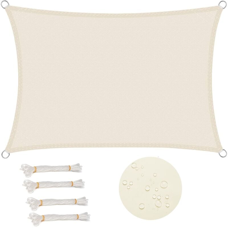 Beijiyi - Voile d'ombrage rectangulaire 3x4 m Imperméable Anti 93% uv résistant à l'eau Protection Contre Le Vent Polyester avec Protection uv pour