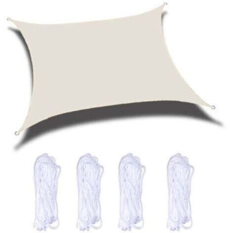 Voile d'ombrage Rectangulaire 3x4 Mètre Imperméable Voile Ombrage résistant à l'eau Anti UV 4x3 m pour Jardin Terrasse Patio, Crème
