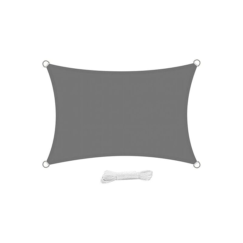 Linghhang - Voile d'ombrage Rectangulaire 3x4 Mètre Imperméable Voile Ombrage résistant à l'eau Anti uv 4x3 m pour Jardin Terrasse Patio,Gris