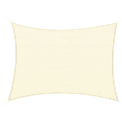 Voile d'ombrage rectangulaire 3x4m en polyéthylène haute densité, protection UV, avec sac de rangement - Crème