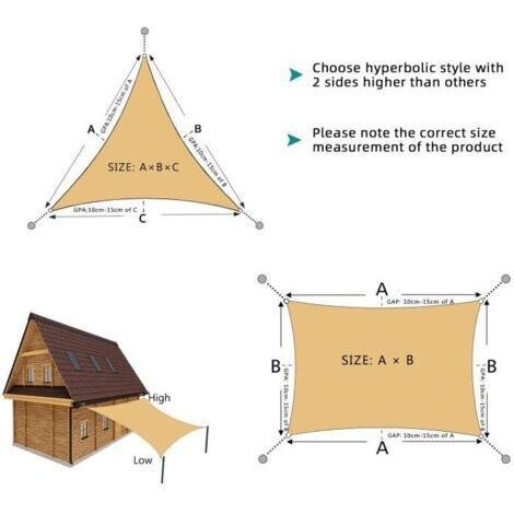 – Voile d'ombrage rectangulaire 3x4m – Toile imperméable 160 g/m² – Protection UV 95% – Installation facile avec anneaux inox