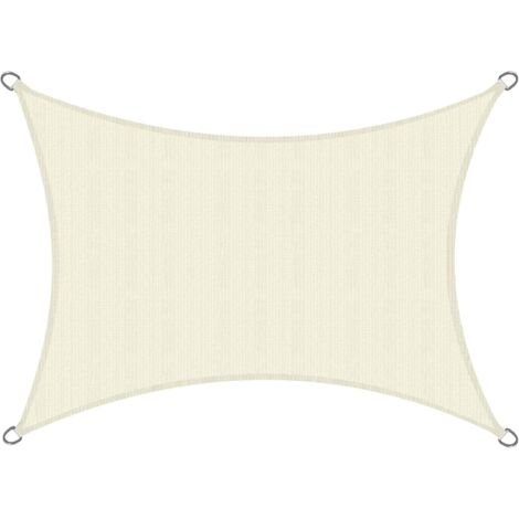 Voile d'Ombrage Rectangulaire 4x2 m HDPE – Toile Ombrage Tissue Respirant & UV Protection Solaire Balcon, Piscine – Voile Jardin Terrasse Patio 400x200 cm Beige