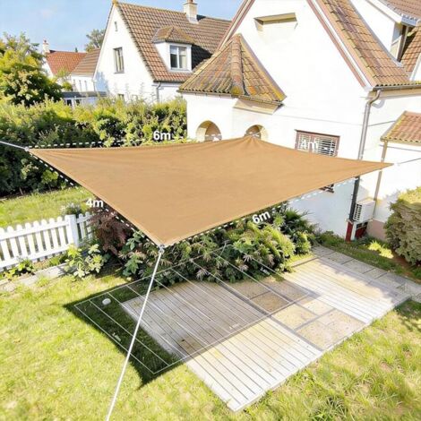 Voile d'ombrage rectangulaire 4x6 m, Tissu respirant anti-UV sans stagnation d'eau, Beige - Pour Terrasse, Jardin, Camping