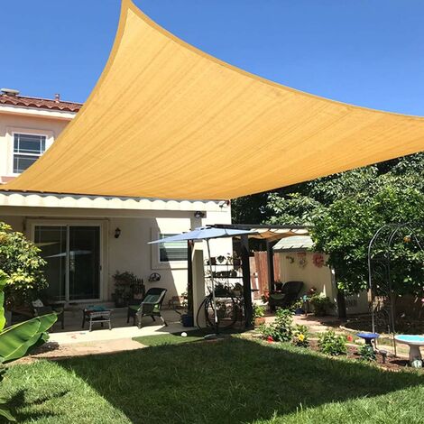 Voile d'ombrage Rectangulaire 5x5m Toile Ombrage Respirant HDPE Protection 95% UV pour Jardin Extérieur Terrass, Sable