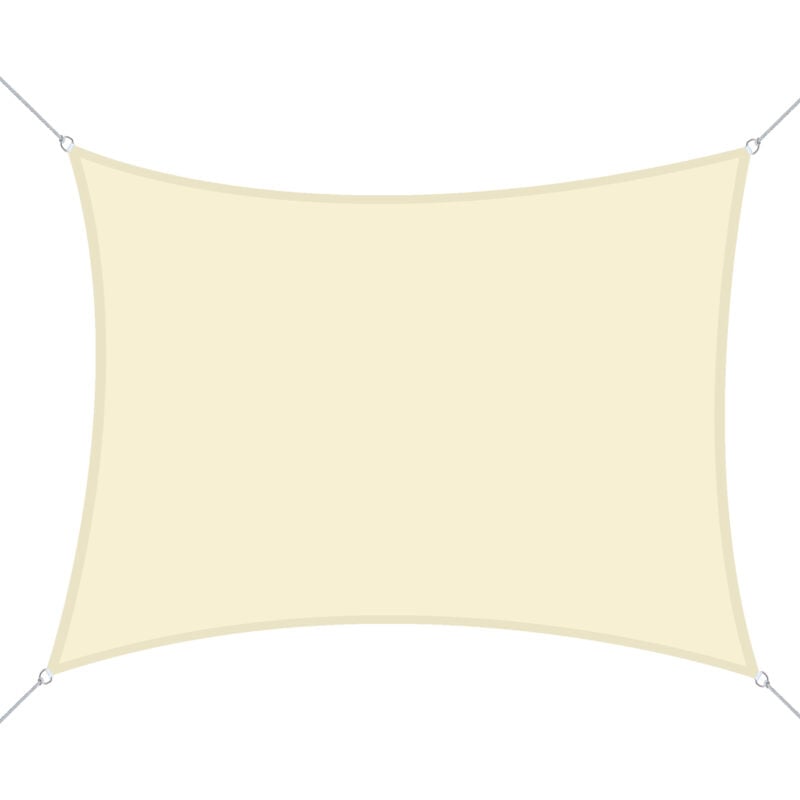 Voile d'ombrage rectangulaire 6L x 4l m polyester imperméabilisé haute densité 160 g/m² crème