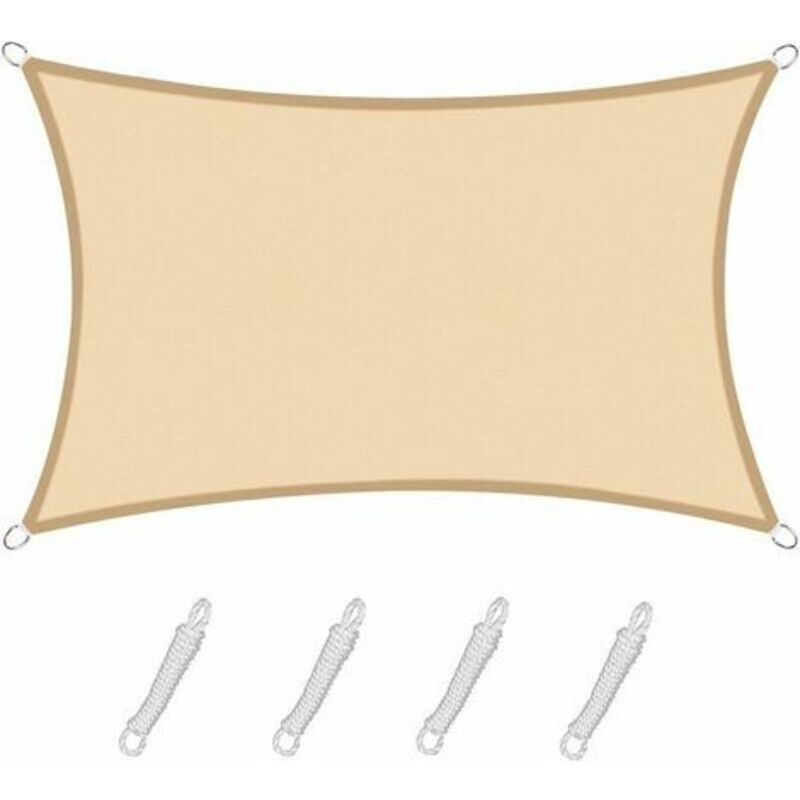 Voile d'ombrage Rectangulaire Carré 2.5x3.5m Color Sable,Toile Imperméable Une Protection des Rayons uv à 95%,
