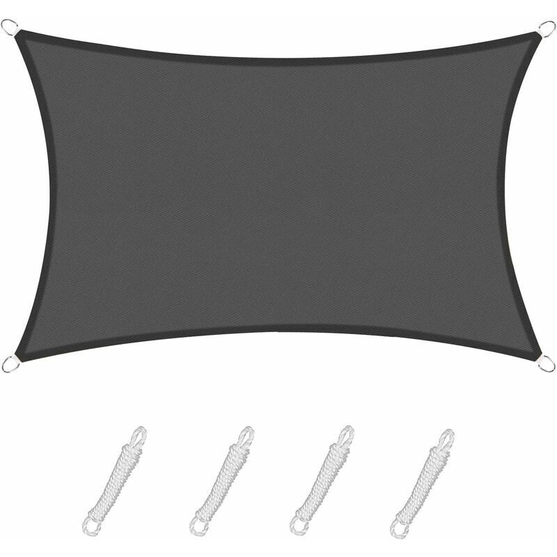 Voile d'ombrage Rectangulaire Carré 2.5x3m Color Graphite,Toile Imperméable Une Protection des Rayons UV à 95%, pour en Plein air, Jardin & terrasse,