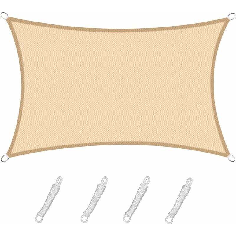 Voile d'ombrage Rectangulaire Carré 2x3 m Color Sable,Toile Imperméable Une Protection des Rayons UV à 95%, pour en Plein air, Jardin & terrasse,