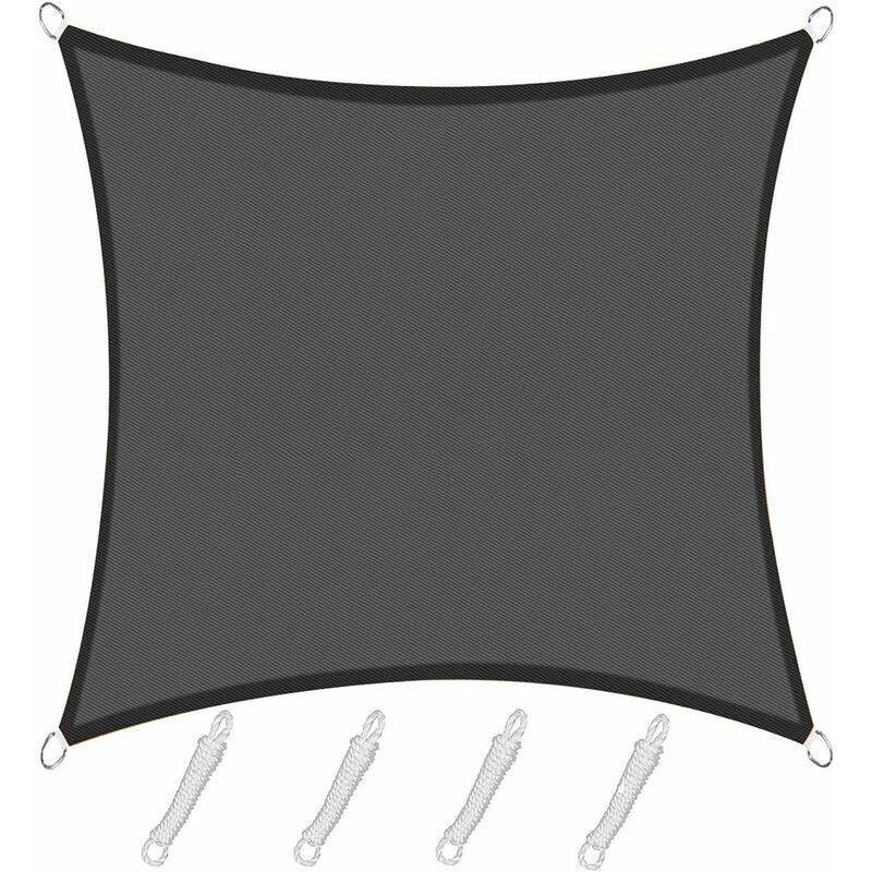 Voile d'ombrage Rectangulaire Carré 3x3m Color Graphite,Toile Imperméable Une Protection des Rayons UV à 95%, pour en Plein air, Jardin & terrasse,