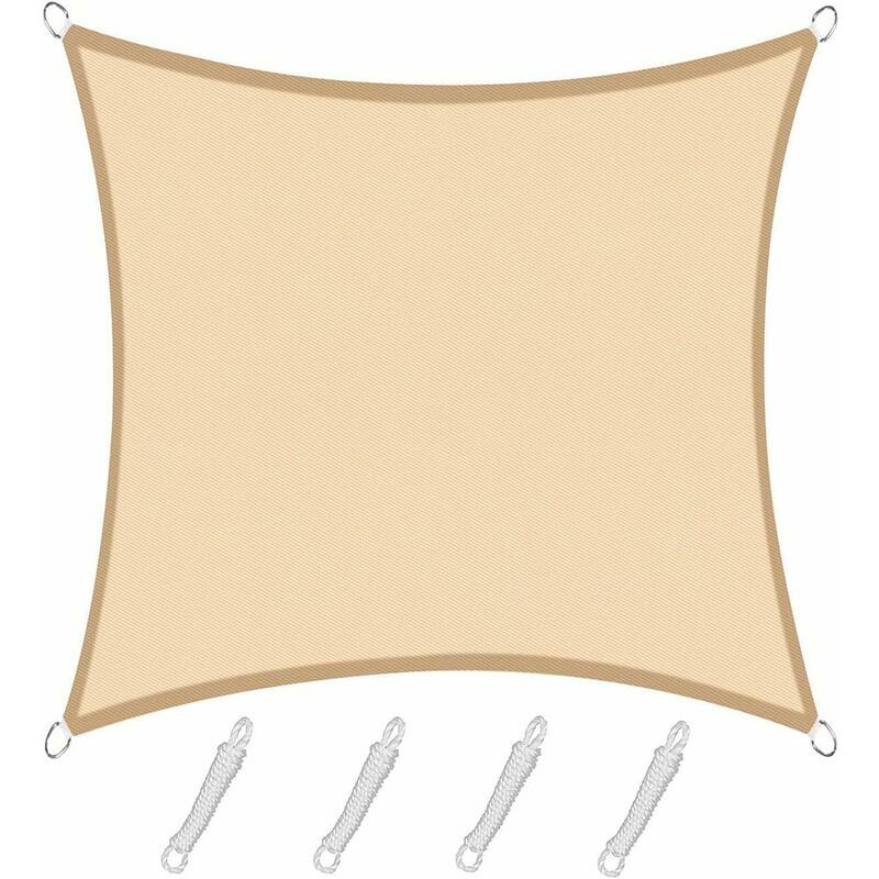 Voile d'ombrage Rectangulaire Carré 3x3m Color Sable,Toile Imperméable Une Protection des Rayons UV à 95%, pour en Plein air, Jardin & terrasse,