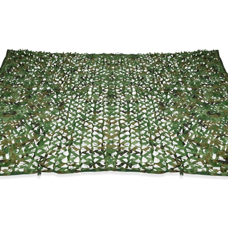 Voile d'ombrage rectangulaire design ombrière camouflage 3x4 m treillis vert - Vert