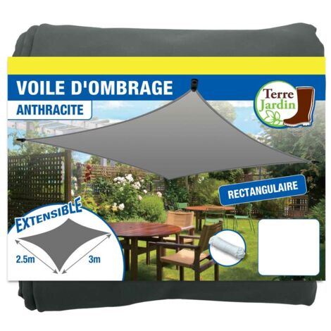 Voile d'ombrage rectangulaire extensible - - Anthracite