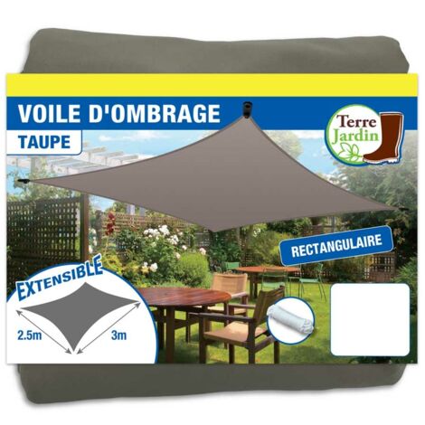 Voile d'ombrage rectangulaire extensible -  - Taupe