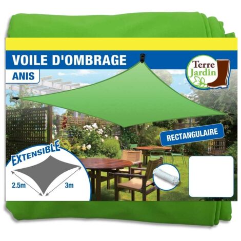 Voile d'ombrage rectangulaire extensible -  - Vert