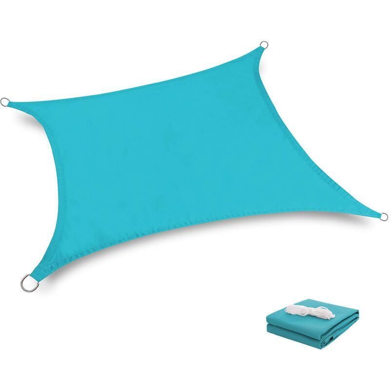 Voile d'Ombrage Rectangulaire Imperméable 3x4m Toile Ombrage en Tissu Oxford Protection des Rayons Résistant et pour Extérieur