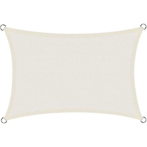 Voile d'ombrage rectangulaire imperméable 3x4m, toile d'ombrage PES résistante à l'eau, protection durable contre les rayons UV à 98% pour terrasse extérieure, blanc cassé 3x4