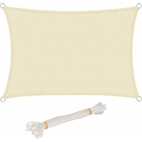Voile D'Ombrage Rectangulaire ImperméAble Anti 93% Uv RéSistant à L'Eau Protection Contre Le Vent Polyester Avec Protection Uv Pour Jardin Terrasse Camping, Beige, 3x5M - RWVoile d'ombrage