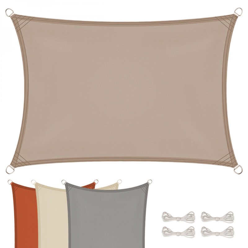 Voile d'ombrage rectangulaire imperméable et anti-UV - 3 x 4 m - Taupe Linxor