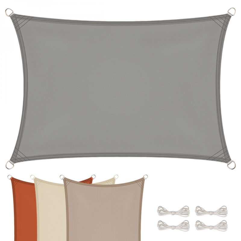 Voile d'ombrage rectangulaire imperméable et anti-UV - 3 x 5 m - Gris - Linxor