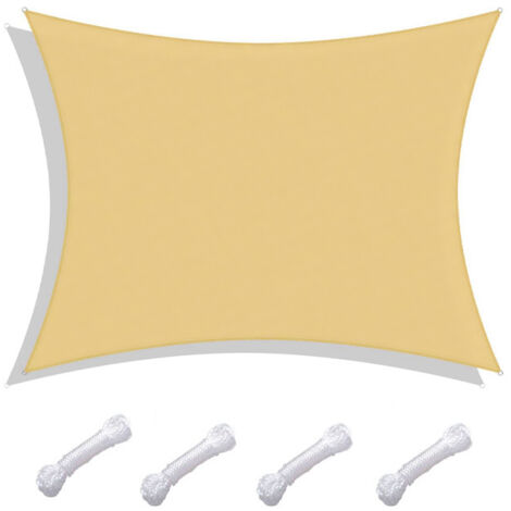 Voile d'ombrage rectangulaire, imperméable et résistant aux UV, pour terrasse, jardin, pelouse, 2 x 3 m, jaune sable