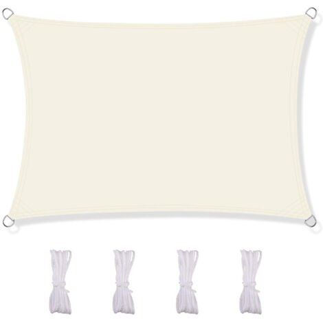Voile d'ombrage rectangulaire, imperméable et résistant aux UV, pour terrasse, jardin, pelouse, 2,5 x 3 m, beige