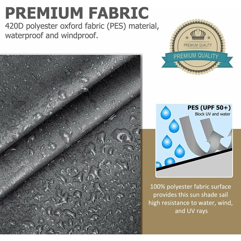 Memkey - Voile d'ombrage Rectangulaire, Résistant et Respirant pour Jardin Terrasse Camping Fête Piscine, Anti uv, avec Corde (2x3m, Gris)