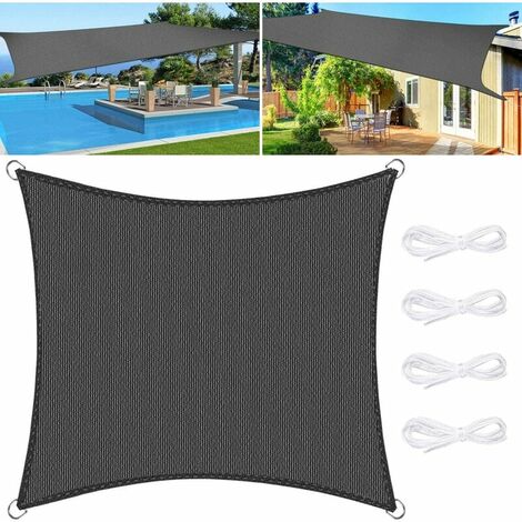 Voile d'Ombrage Rectangulaire, Toile Ombrage Toile d'Ombrage HDPE Rectangulaire 2x3M Rayons UV Résistante Aéré Voile Ombrage Rayons UV pour Jardin Terrasse Camping -Gris Foncé