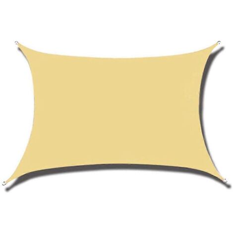 Voile d'ombrage rectangulaire/triangulaire anti-UV, imperméable, résistant aux intempéries pour jardin, terrasse, cour. Tonnelle durable beige quatre côtés.