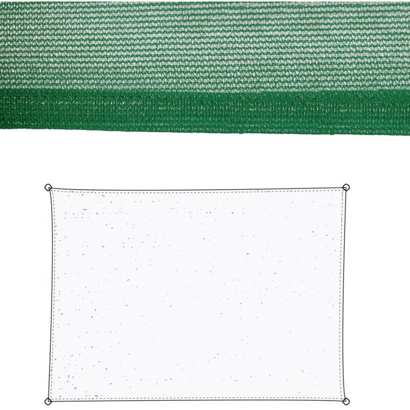 Voile d'ombrage rectangulaire verte en fibre hdpe de 3x4 mètres