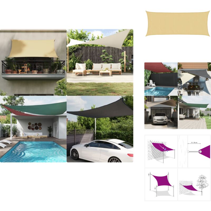 Voile d'ombrage sable 4,5x2 m 100 % polyester oxford - Voile D'ombrage - Parasol - Abri Solaire - Protection Solaire - Jardin